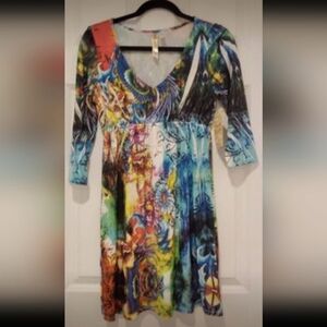 New -Ocean Breeze- multi colored, tie dye with sequins,  midi dress, size medium
